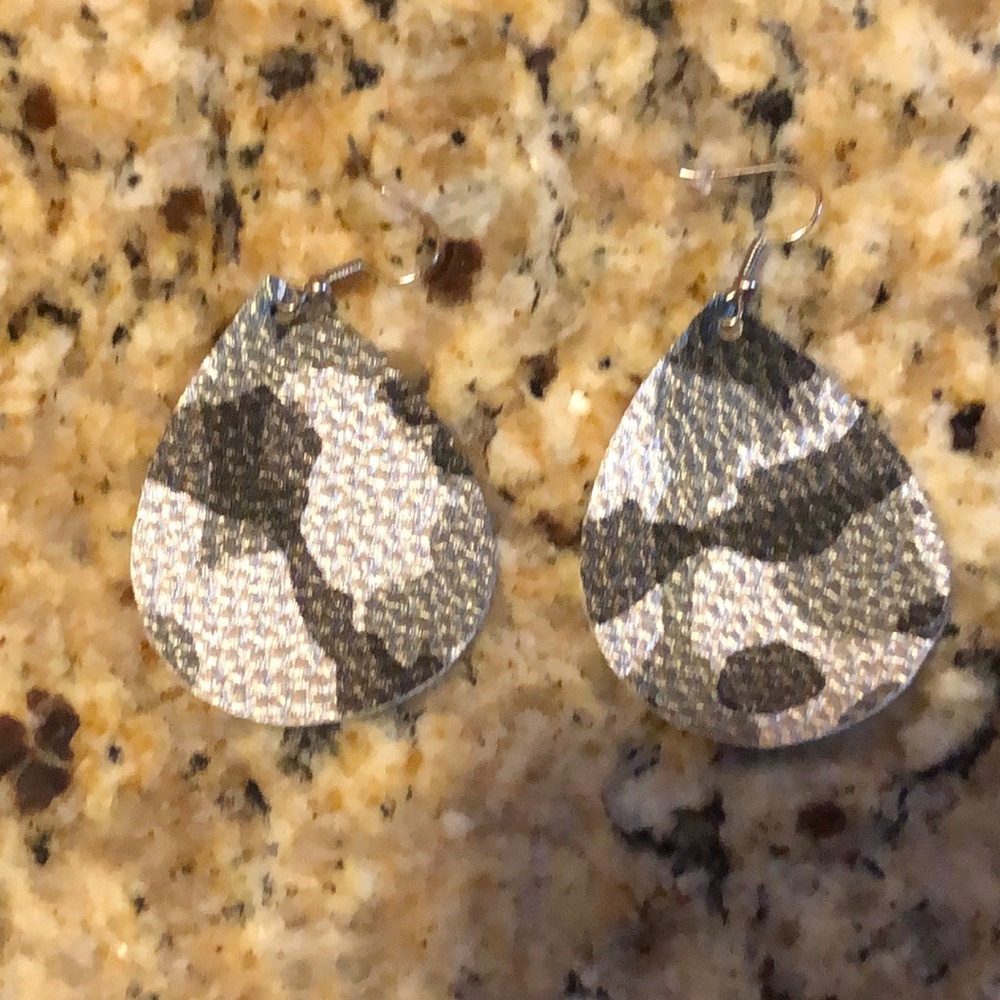 Metallic camo tear drop earrings